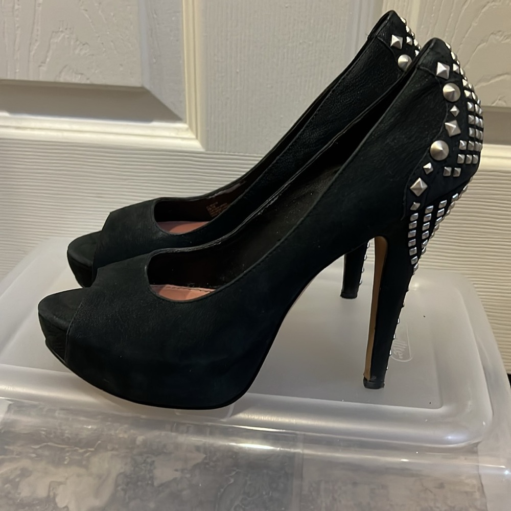 Black Peep-Toe Heels
